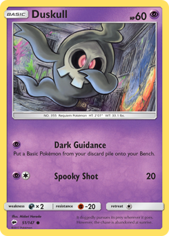 Duskull, Burning Shadows #51, Pokémon TCG card