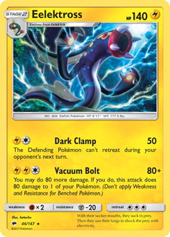 Eelektross, Burning Shadows #46, Pokémon TCG card