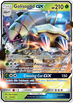 Golisopod-GX, Burning Shadows #17, Pokémon TCG card