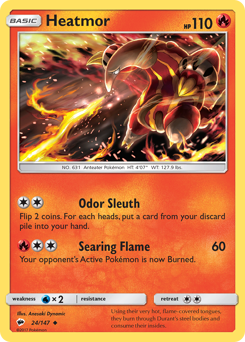 Heatmor, Burning Shadows #24, Pokémon TCG card