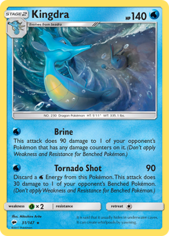 Kingdra, Burning Shadows #31, Pokémon TCG card