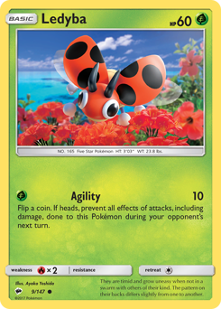 Ledyba, Burning Shadows #9, Pokémon TCG card