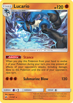 Lucario, Burning Shadows #71, Pokémon TCG card