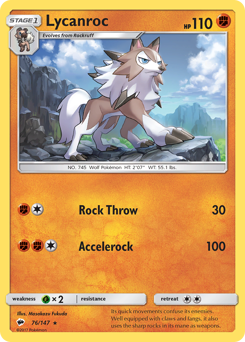 Lycanroc, Burning Shadows #76, Pokémon TCG card