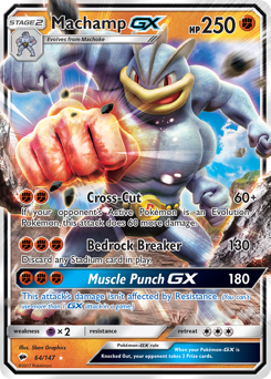 Machamp-GX, Burning Shadows #64, Pokémon TCG card