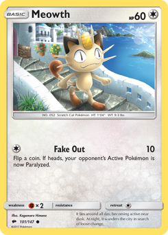 Meowth, Burning Shadows #101, Pokémon TCG card