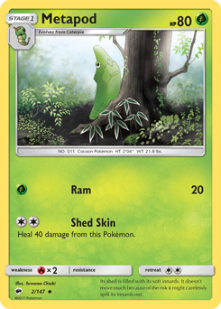 Metapod, Burning Shadows #2, Pokémon TCG card