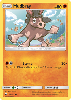 Mudbray, Burning Shadows #77, Pokémon TCG card