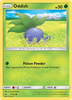 Oddish, Burning Shadows #4, Pokémon TCG card