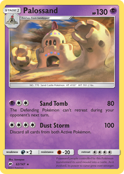 Palossand, Burning Shadows #62, Pokémon TCG card