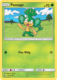 Pansage, Burning Shadows #12, Pokémon TCG card