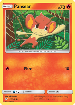 Pansear, Burning Shadows #22, Pokémon TCG card