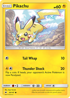 Pikachu, Burning Shadows #40, Pokémon TCG card