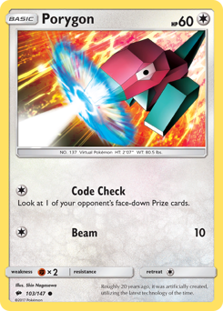 Porygon, Burning Shadows #103, Pokémon TCG card