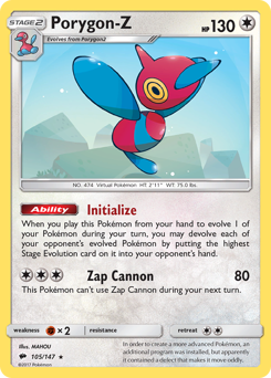 Porygon-Z, Burning Shadows #105, Pokémon TCG card