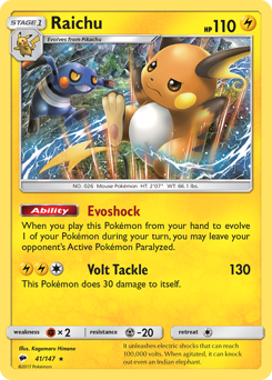 Raichu, Burning Shadows #41, Pokémon TCG card