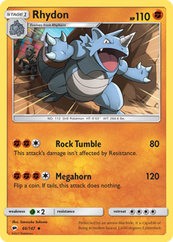 Rhydon, Burning Shadows #66, Pokémon TCG card