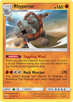 Rhyperior, Burning Shadows #67, Pokémon TCG card