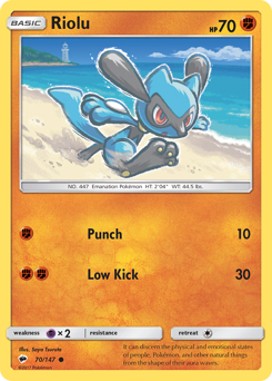 Riolu, Burning Shadows #70, Pokémon TCG card