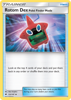 Rotom Dex Poké Finder Mode, Burning Shadows #122, Pokémon TCG card