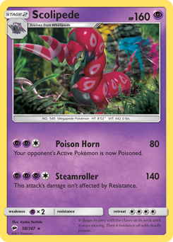 Scolipede, Burning Shadows #58, Pokémon TCG card