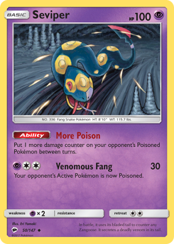 Seviper, Burning Shadows #50, Pokémon TCG card