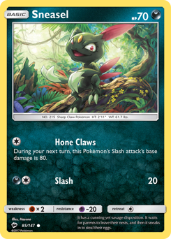 Sneasel, Burning Shadows #85, Pokémon TCG card