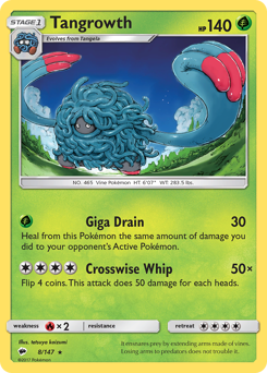 Tangrowth, Burning Shadows #8, Pokémon TCG card