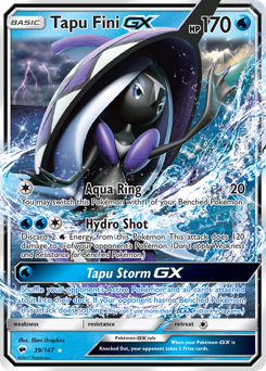 Tapu Fini-GX, Burning Shadows #39, Pokémon TCG card