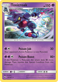 Toxicroak, Burning Shadows #55, Pokémon TCG card