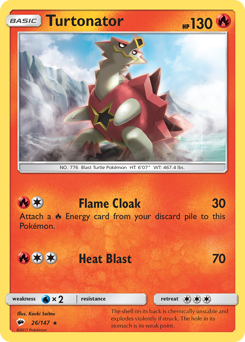 Turtonator, Burning Shadows #26, Pokémon TCG card