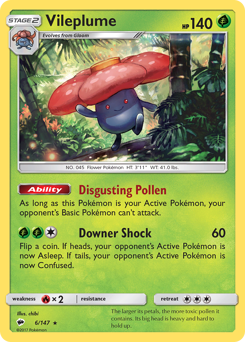 Vileplume, Burning Shadows #6, Pokémon TCG card
