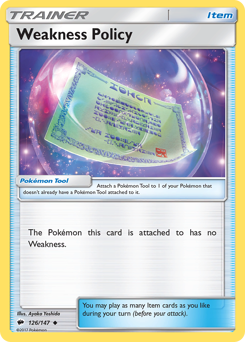 Weakness Policy, Burning Shadows #126, Pokémon TCG card