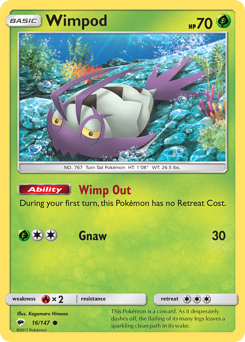 Wimpod, Burning Shadows #16, Pokémon TCG card