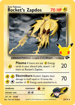 Rocket's Zapdos, Celebrations: Classic Collection #15, Pokémon TCG card