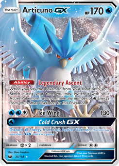 Articuno-GX, Celestial Storm #31, Pokémon TCG card