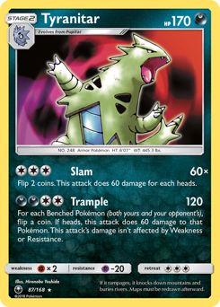 Tyranitar, Celestial Storm #87, Pokémon TCG card