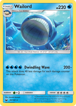 Wailord, Celestial Storm #40, Pokémon TCG card