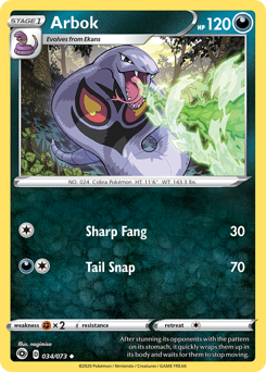 Arbok, Champion's Path #34, Pokémon TCG card