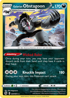 Galarian Obstagoon, Champion's Path #37, Pokémon TCG card