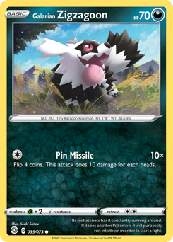 Galarian Zigzagoon, Champion's Path #35, Pokémon TCG card