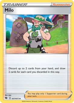 Milo, Champion's Path #57, Pokémon TCG card