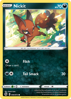Nickit, Champion's Path #46, Pokémon TCG card