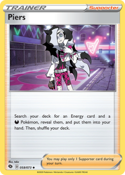 Piers, Champion's Path #58, Pokémon TCG card