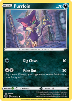 Purrloin, Champion's Path #39, Pokémon TCG card