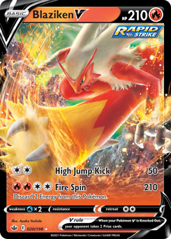 Blaziken V, Chilling Reign #20, Pokémon TCG card