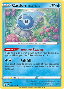 Castform Rainy Form, Chilling Reign #33, Pokémon TCG card