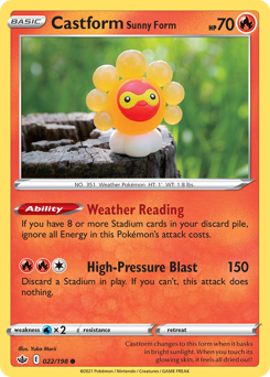 Castform Sunny Form, Chilling Reign #22, Pokémon TCG card