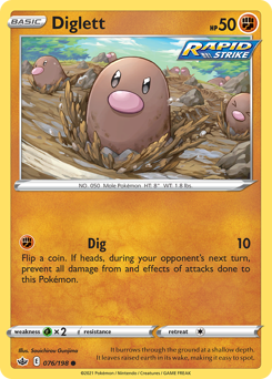 Diglett, Chilling Reign #76, Pokémon TCG card