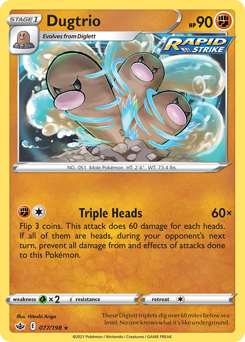 Dugtrio, Chilling Reign #77, Pokémon TCG card